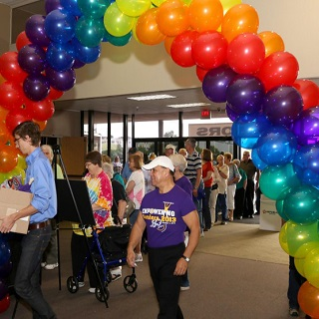 Balloon archway at event entrance